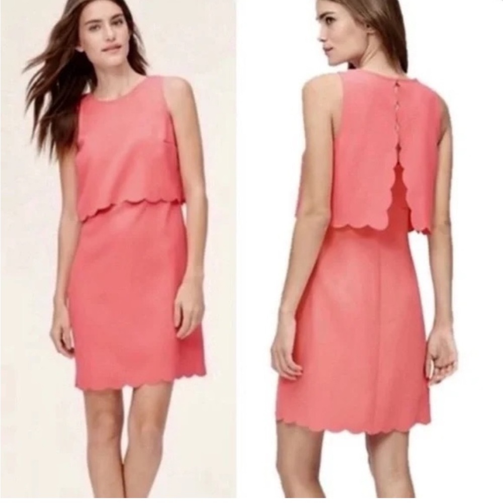 LOFT Pink Scalloped Dress
